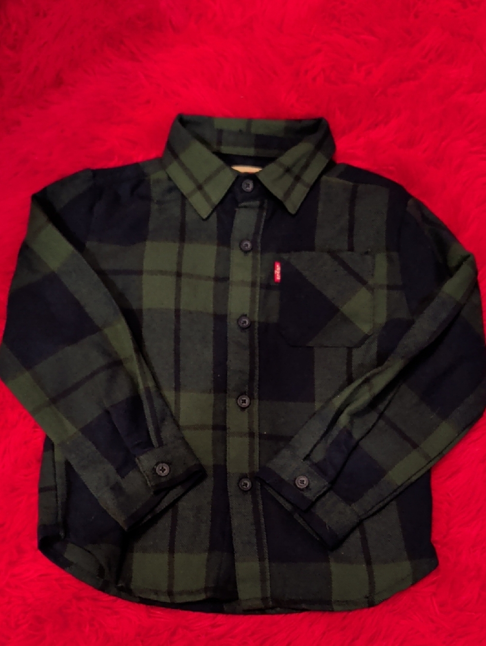 Levi's Green and Navy Plaid Button-Up Shirt